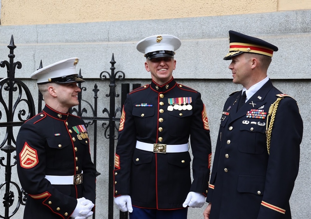 MSGs participate in an American Foreign Service Day ceremony in Slovenia