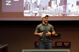 JP Lane, a motivational speaker, Army Veteran and double amputee spoke with Soldiers from the 75th Field Artillery Brigade