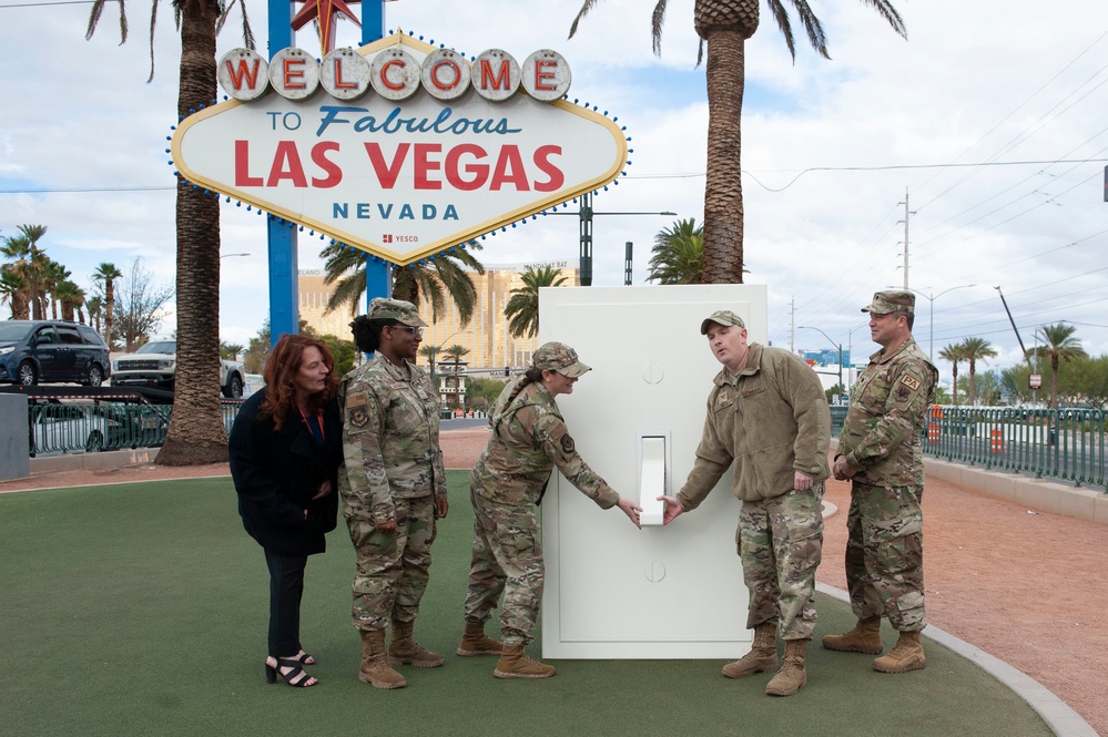 Welcome to Las Vegas turns Air Force blue