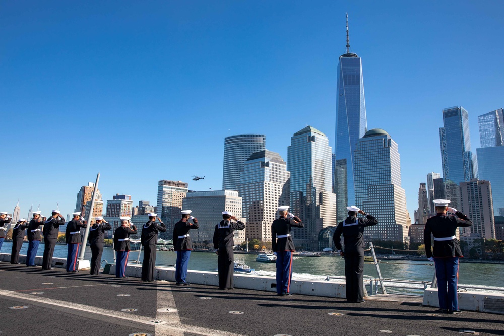 USS Arlington; II MEF Marines arrive for Veterans Day New York