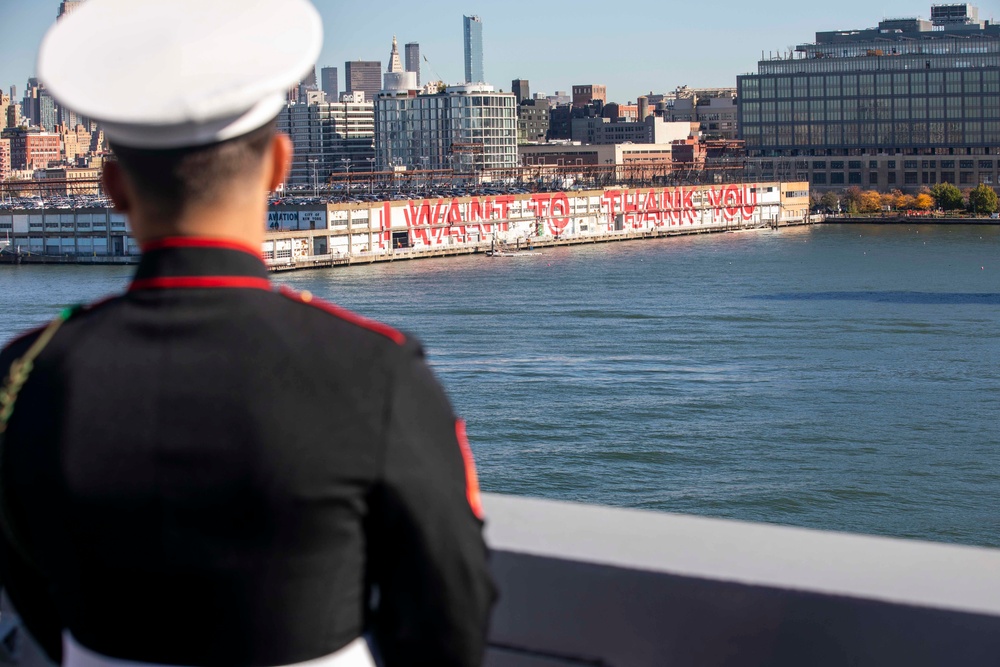 USS Arlington; II MEF Marines arrive for Veterans Day New York