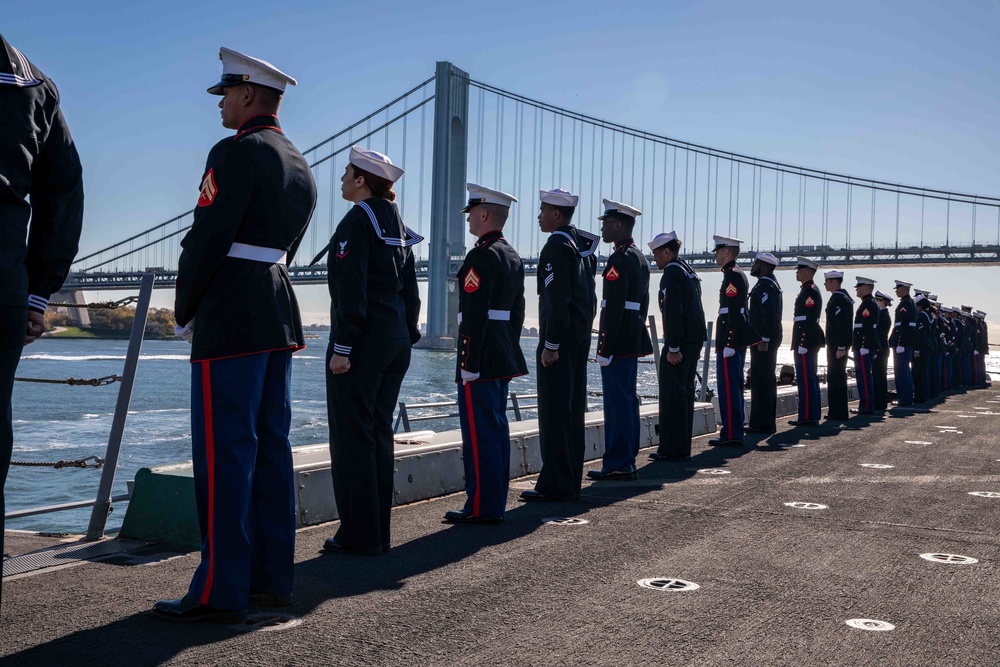 USS Arlington; II MEF Marines arrive for Veterans Day New York