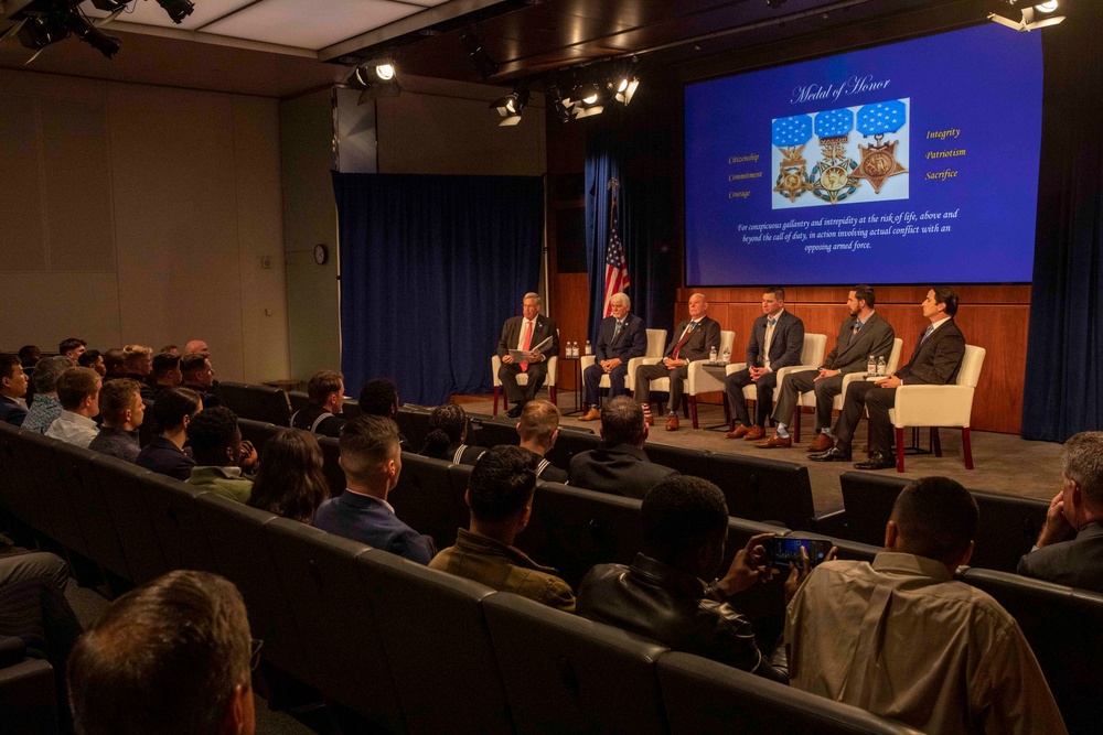 USS Arlington Sailors; II MEF Marines attend Medal of Honor ceremony