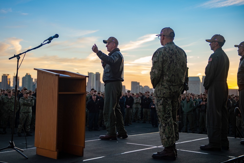 USS Carl Vinson (CVN 70) Conducts All Hands Call