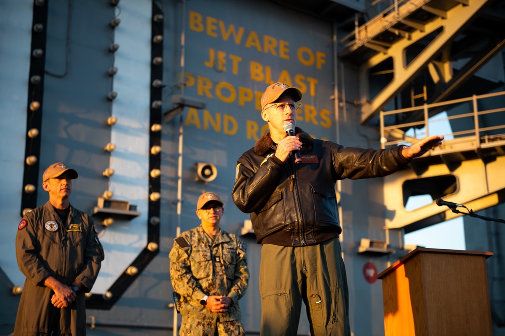 USS Carl Vinson (CVN 70) Conducts All Hands Call