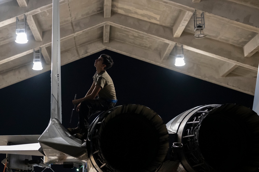 F-15C night flying, readiness around the clock