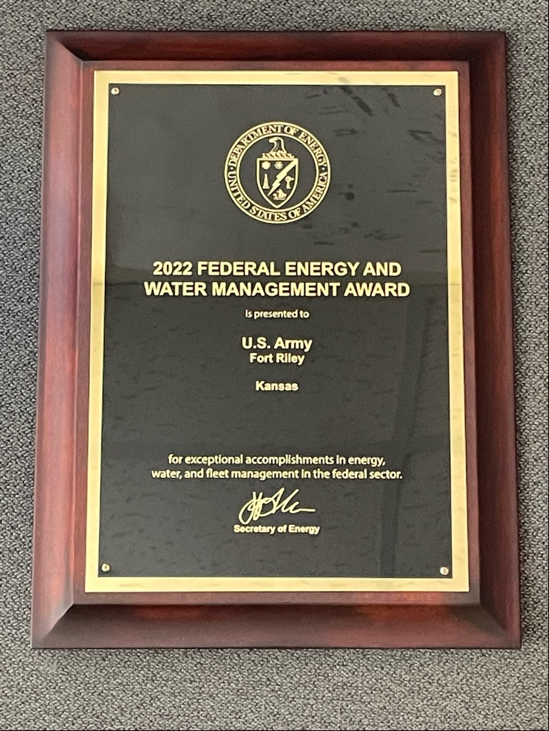 Fort Riley Directorate of Public Works earns Army, Dept. of Energy recognition