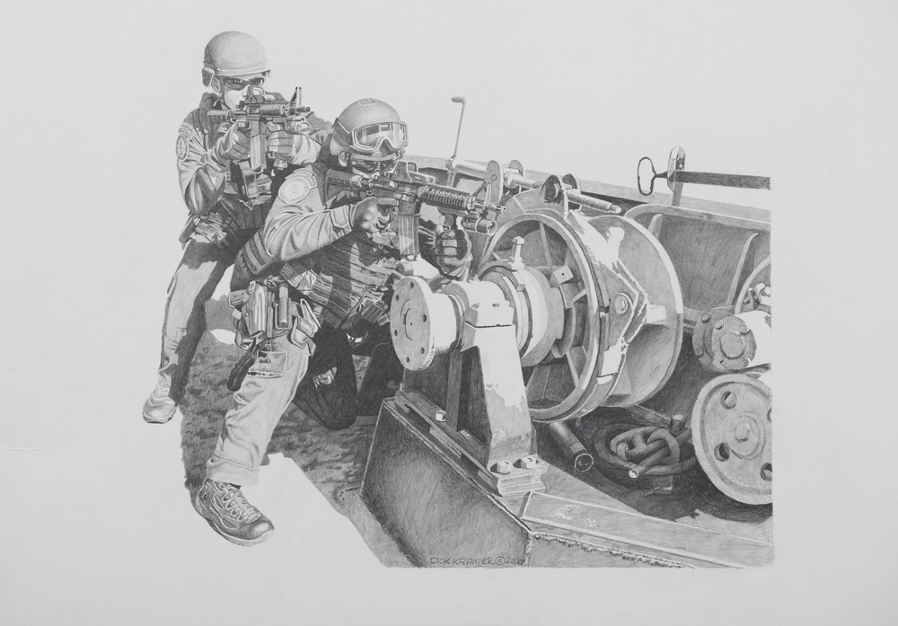 US Coast Guard Art Program 2011 Collection, Ob OD # 201116, &quot;DOG fight,&quot; Dick Kramer (16 of 31)