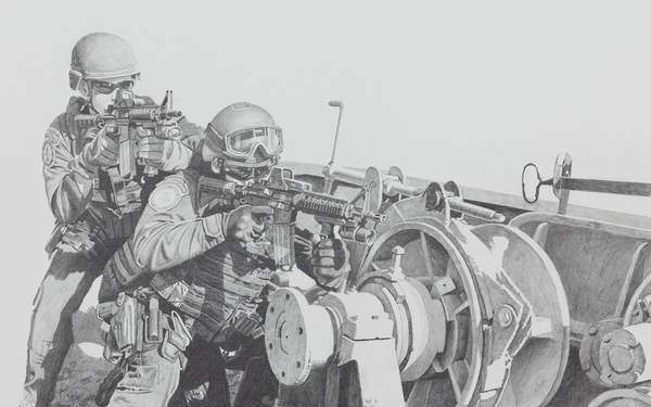 US Coast Guard Art Program 2011 Collection, Ob OD # 201116, "DOG fight," Dick Kramer (16 of 31)