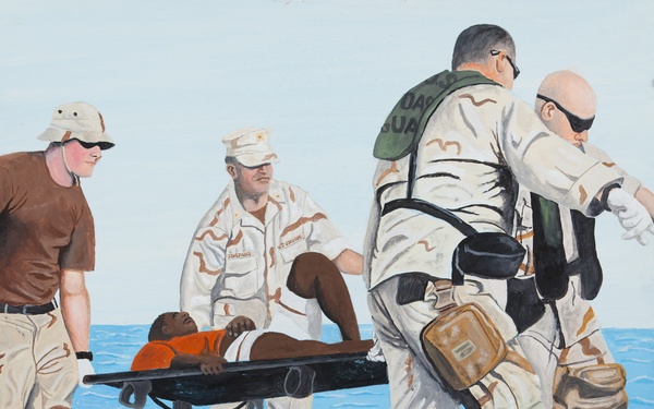 US Coast Guard Art Program 2011 Collection, Ob ID # 201128, &quot;First aid from Unit 317,&quot; Marty Walsh (28 of 31)