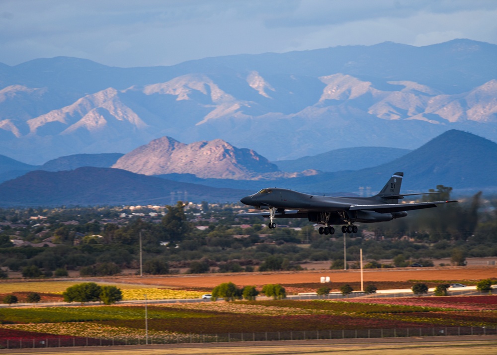 B-1B Lancer performs conducts off-station training over Luke AFB