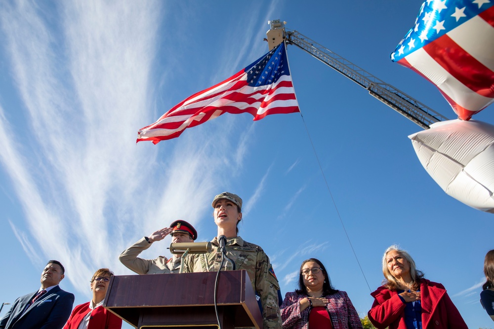 1st Armored Division Band sings the National Anthem during Fabens Park Veterans Day Ceremony