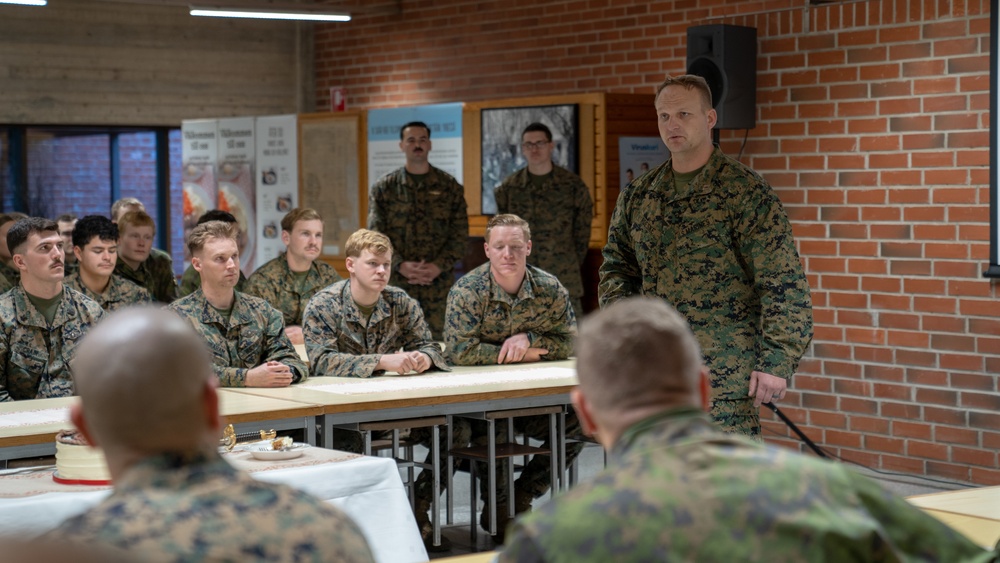 U.S. Marines with Combat Logistics Battalion 6 Hold U.S. Marine Corps 247th Birthday Celebration with Finnish Soldiers