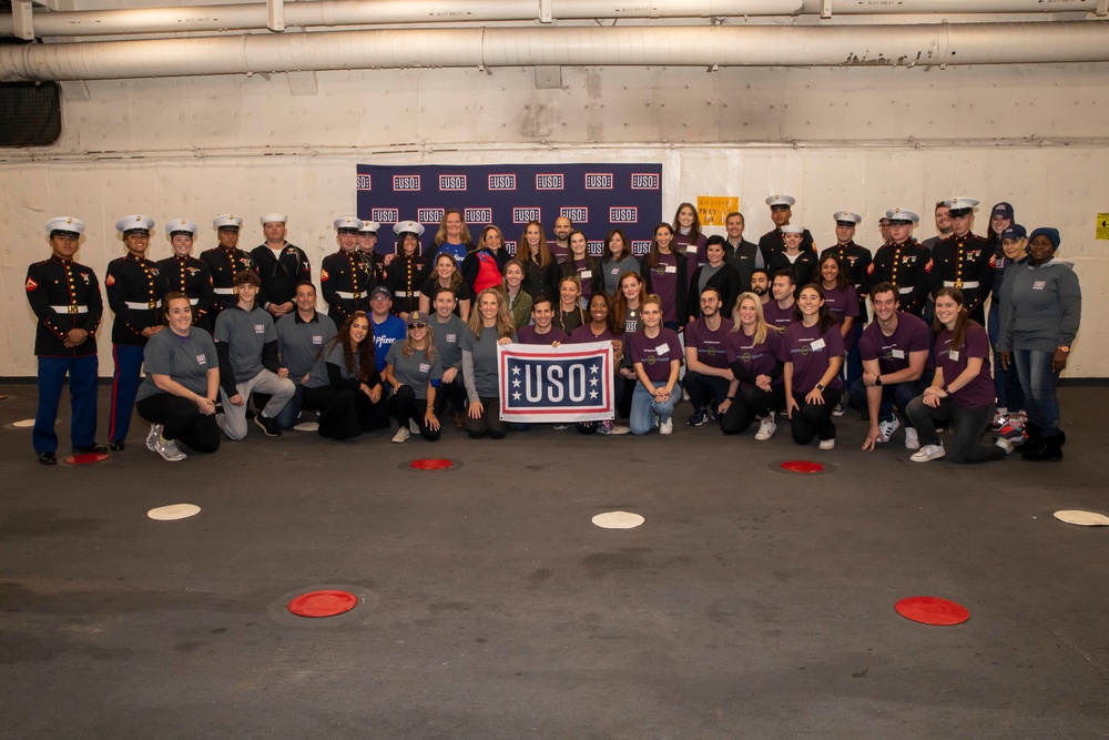 USO visits USS Arlington in New York City