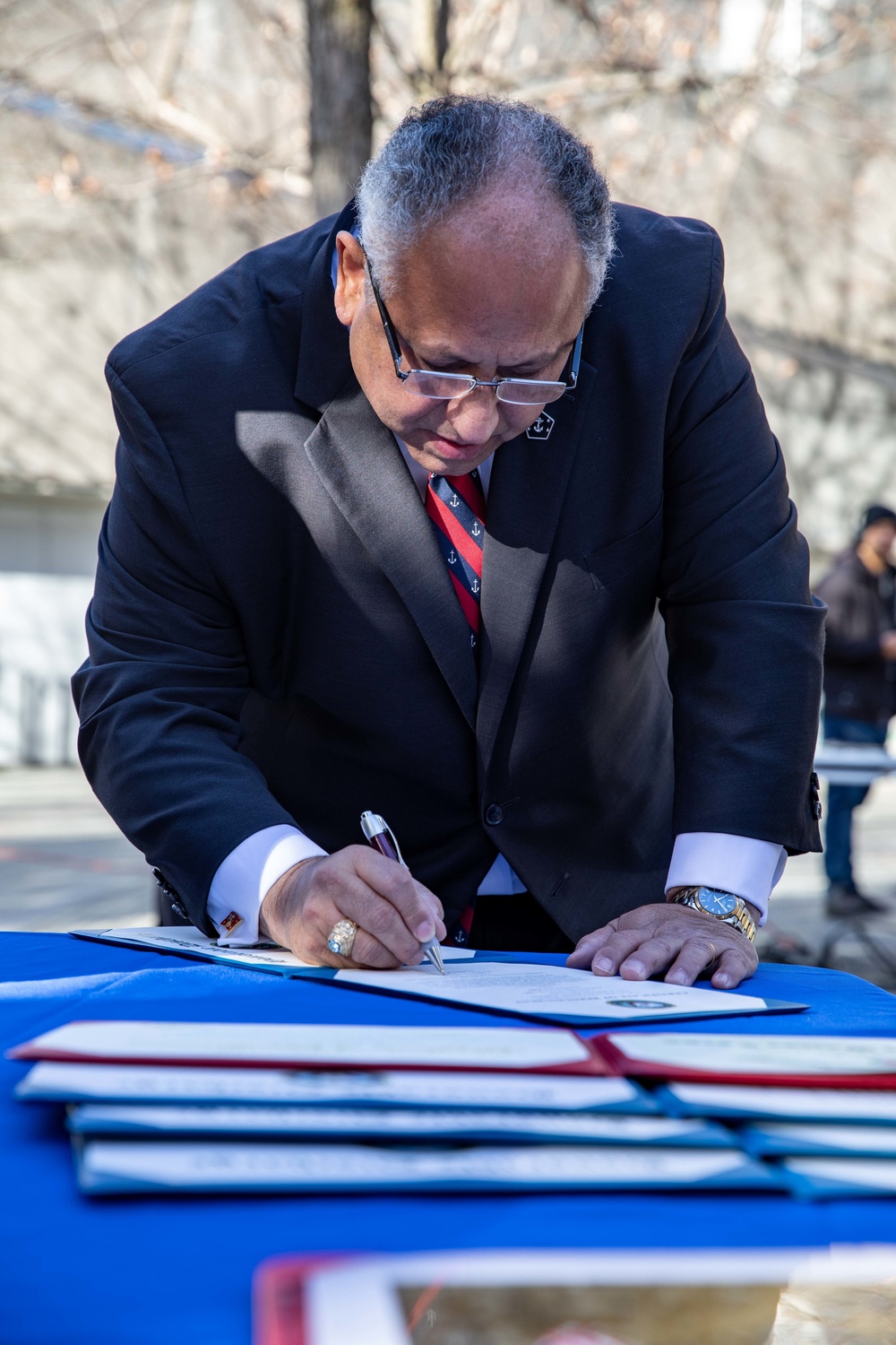 Secretary of the Navy hosts reenlistment at World Trade Center memorial
