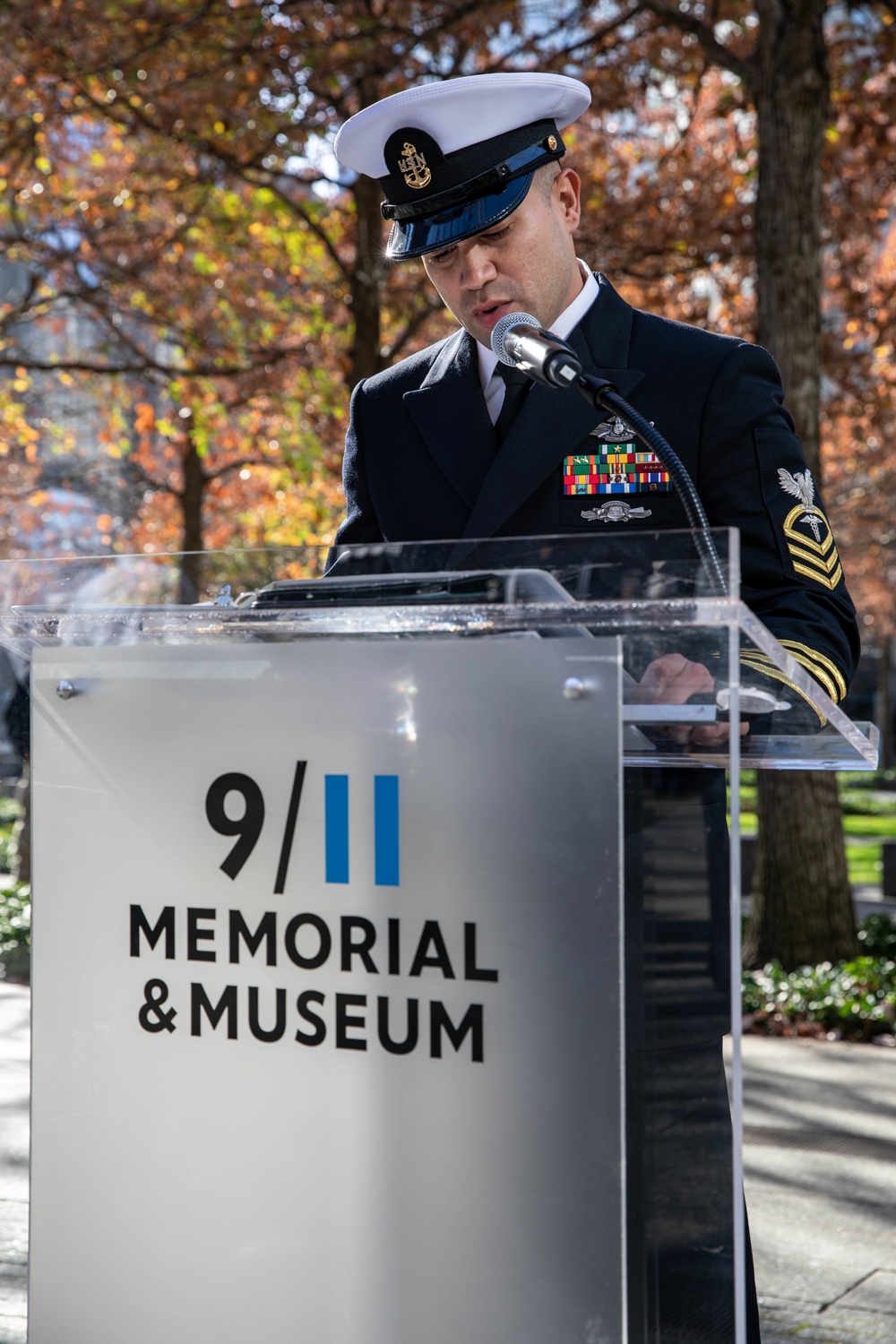 Secretary of the Navy hosts reenlistment at World Trade Center memorial