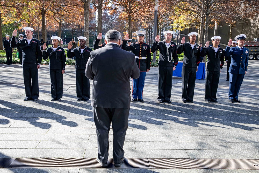 Secretary of the Navy hosts reenlistment at World Trade Center memorial