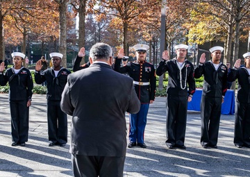 Secretary of the Navy hosts reenlistment at World Trade Center memorial