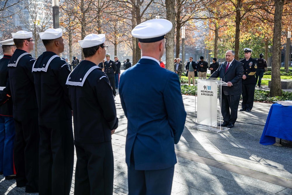 Secretary of the Navy hosts reenlistment at World Trade Center memorial