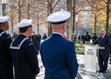 Secretary of the Navy hosts reenlistment at World Trade Center memorial