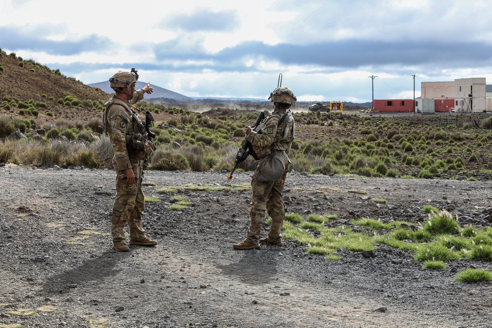 Military Police Soldiers from 728th Military Police Battalion, secured Forward Operating Base 421 during exercise Joint Pacific Multinational Readiness Center 23