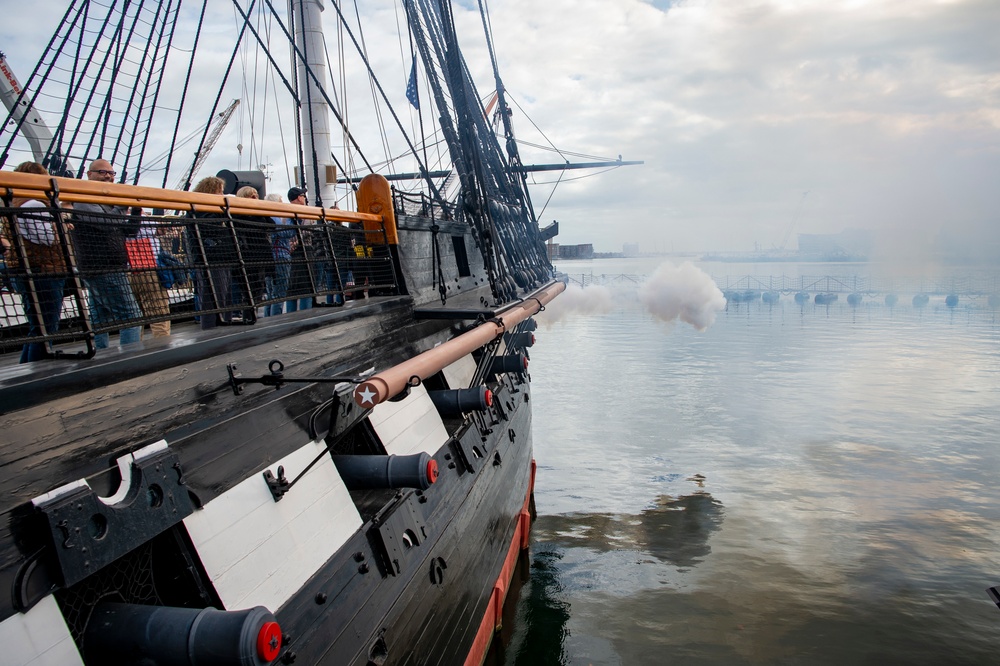 USS Constitution conducted a 21-gun salute in honor of Veteran's Day