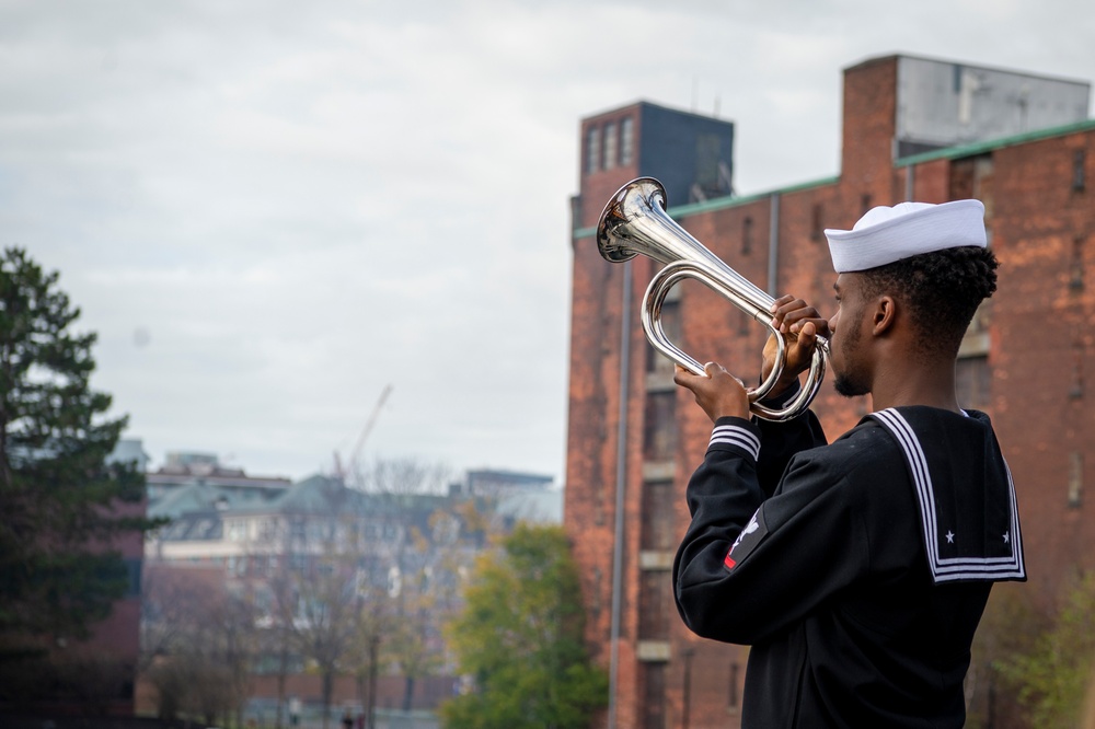 USS Constitution conducted a 21-gun salute in honor of Veteran's Day