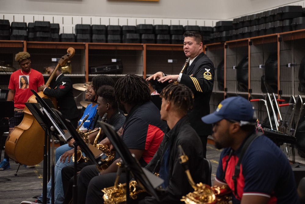 The U.S. Navy Band Commodores perform at Prairie View A&amp;M University.