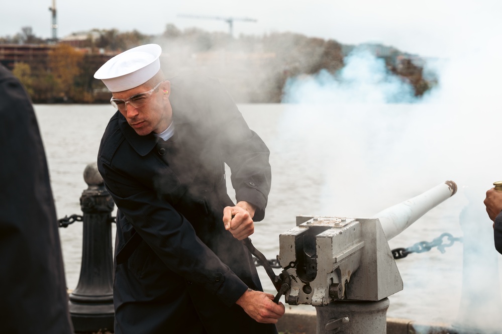 21 Gun Salute Held Onboard The Washington Navy Yard