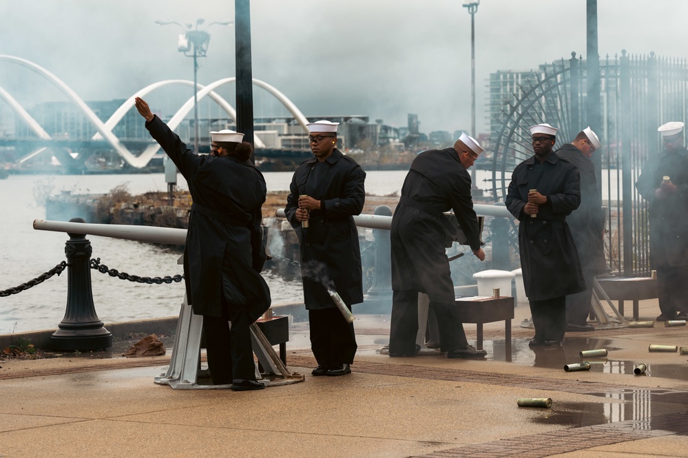 21 Gun Salute Held Onboard The Washington Navy Yard