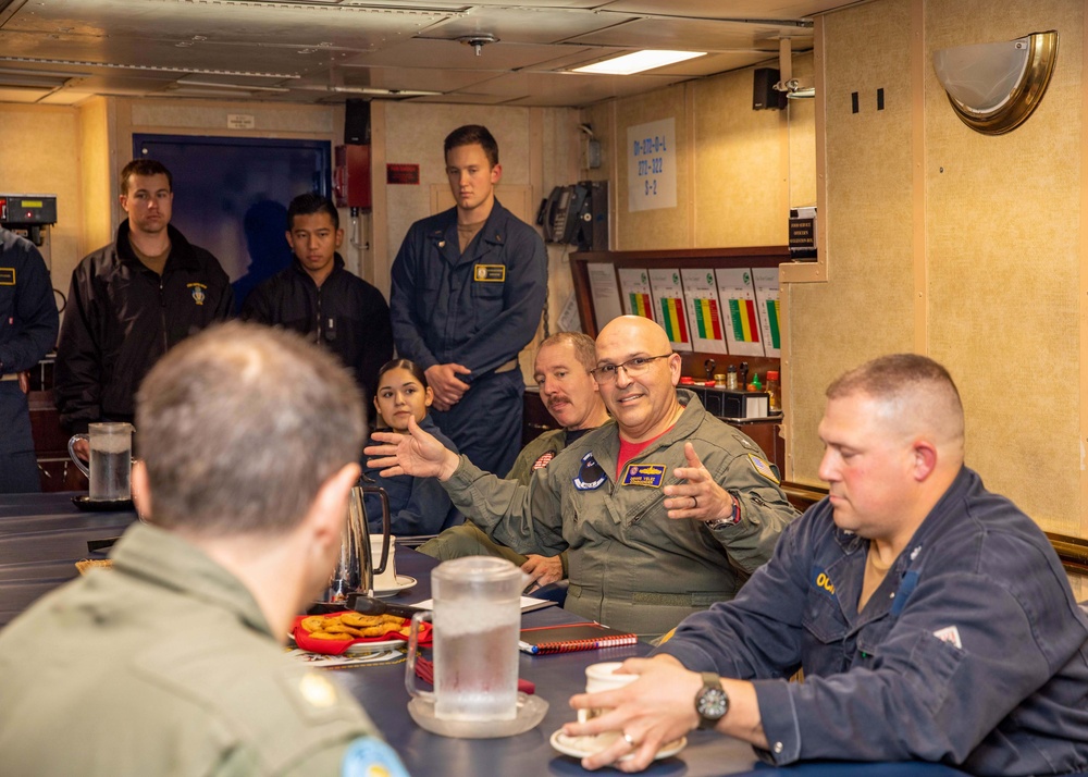 Rear Adm. Dennis Velez Visits USS Leyte Gulf (CG 55)