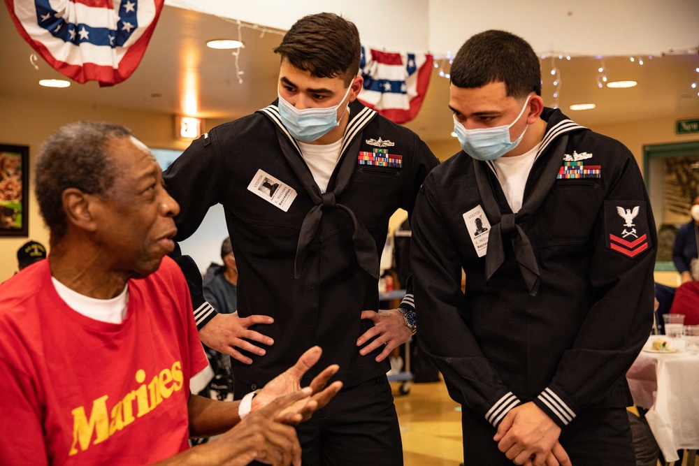 Sailors and Marines visit veterans at the New York Veterans Home