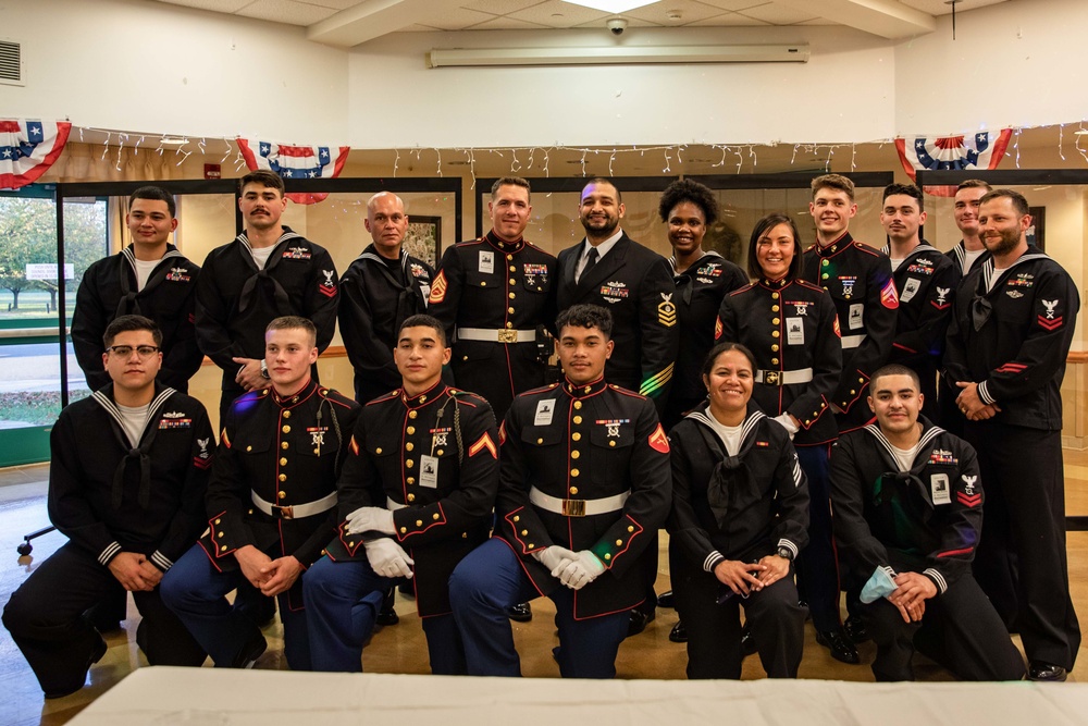 Sailors and Marines visit veterans at the New York Veterans Home