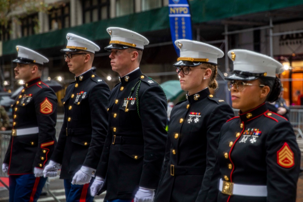 USS Arlington Sailors; II MEF Marines participate in New York City Veterans Day Parade