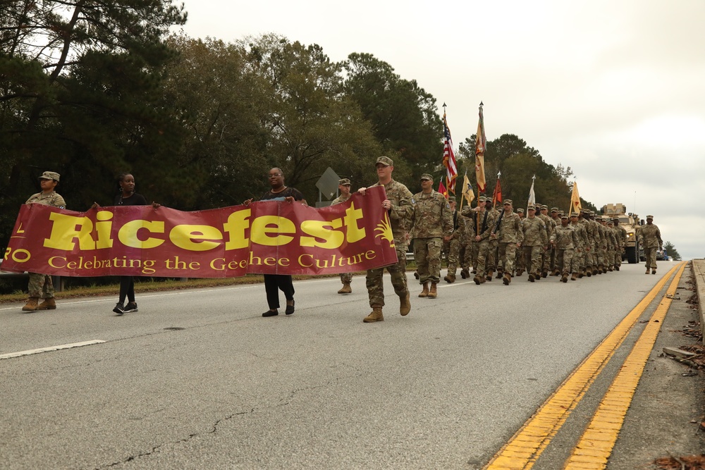 87th Division Sustainment Support Battalion Marches in the 2022 Riceboro Rice Festival