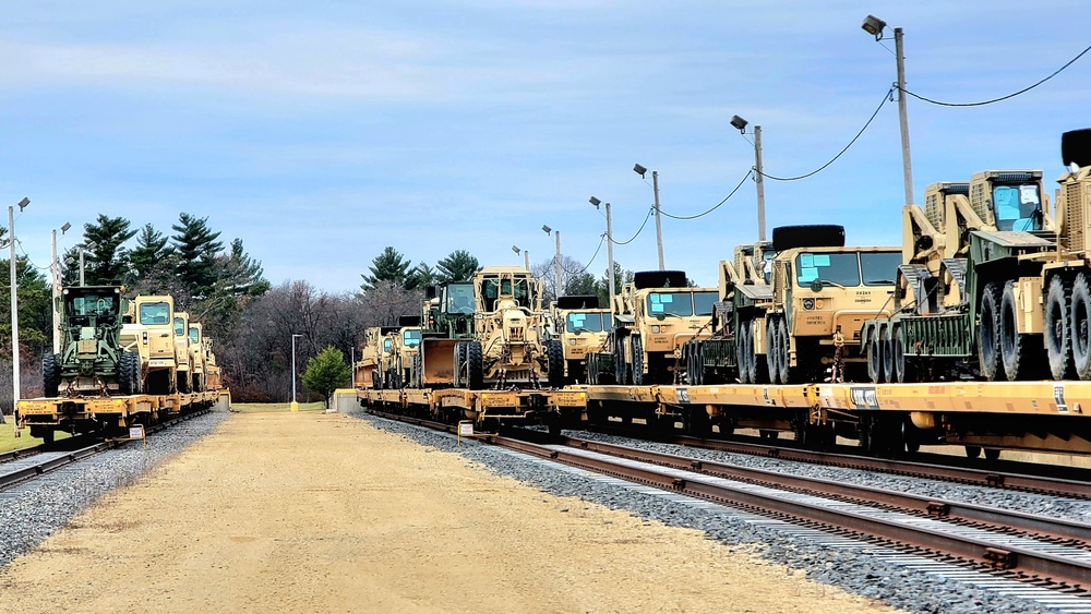 411th Engineer Company equipment deployment by rail movement at Fort McCoy