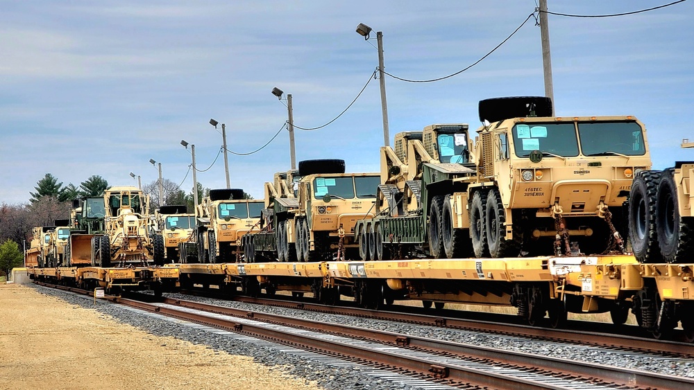 411th Engineer Company equipment deployment by rail movement at Fort McCoy