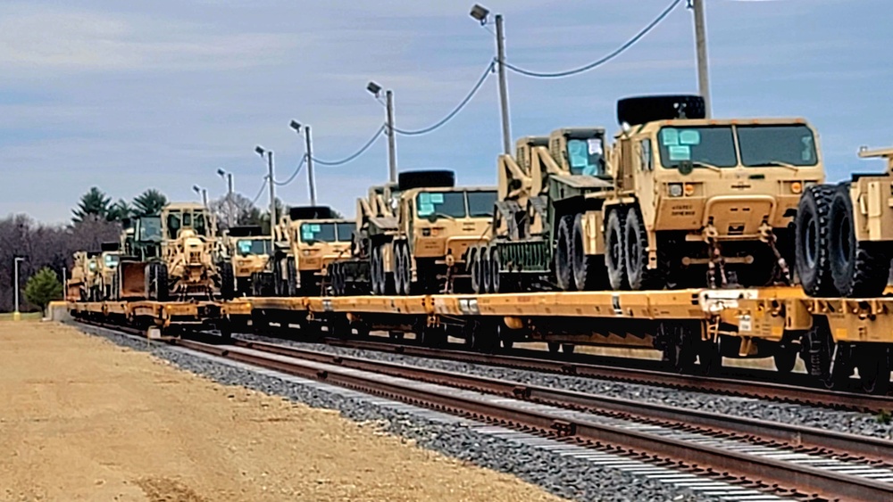 411th Engineer Company equipment deployment by rail movement at Fort McCoy