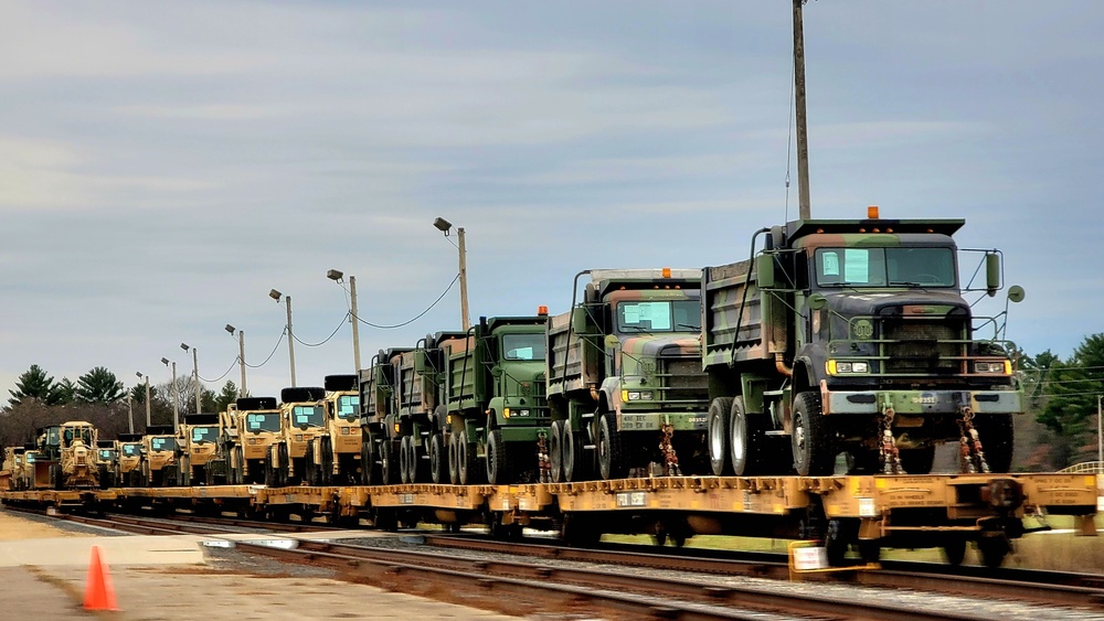 411th Engineer Company equipment deployment by rail movement at Fort McCoy