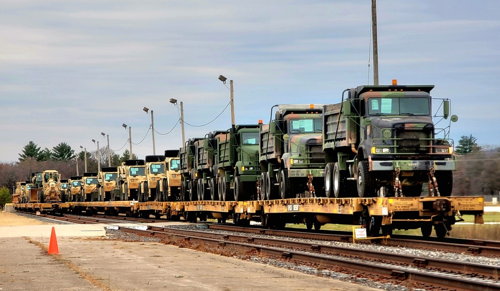 411th Engineer Company equipment deployment by rail movement at Fort McCoy