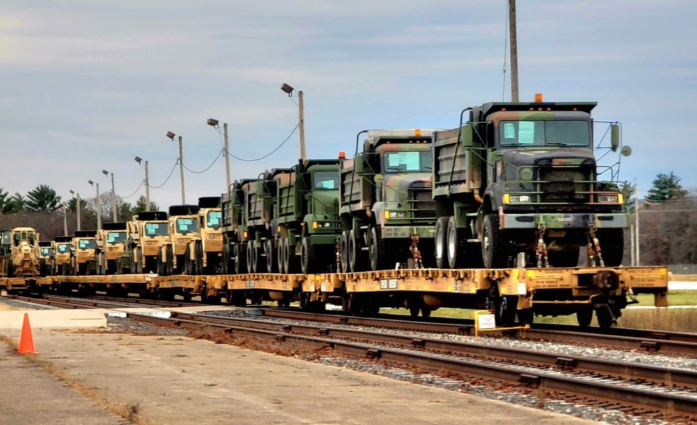 411th Engineer Company equipment deployment by rail movement at Fort McCoy