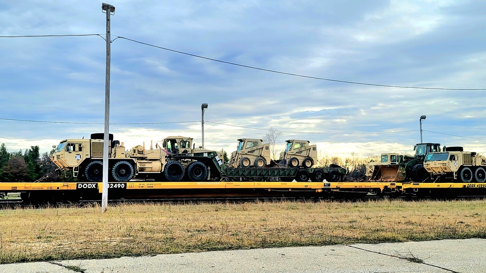 411th Engineer Company equipment deployment by rail movement at Fort McCoy