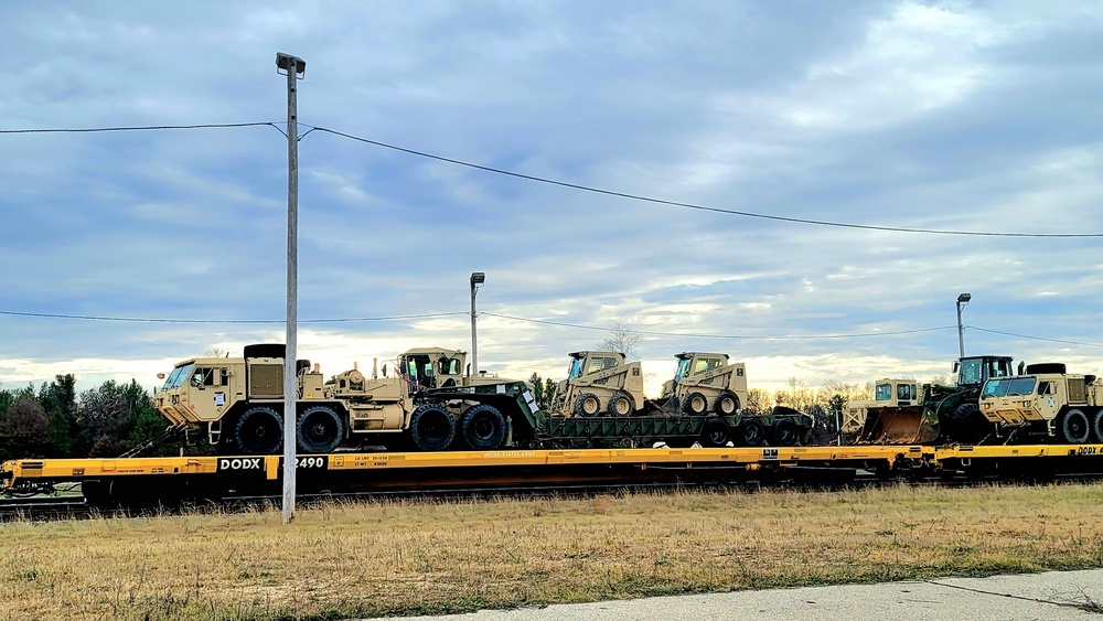 411th Engineer Company equipment deployment by rail movement at Fort McCoy