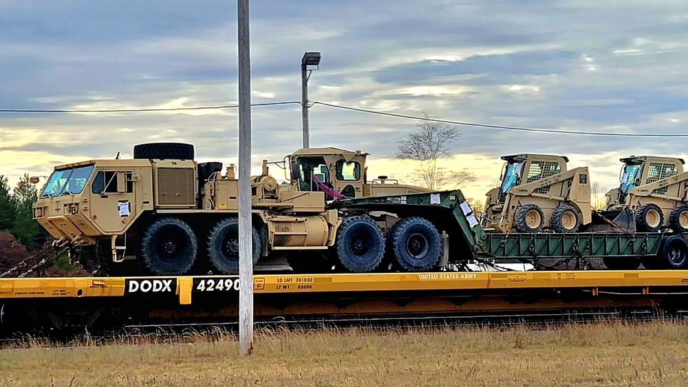 411th Engineer Company equipment deployment by rail movement at Fort McCoy