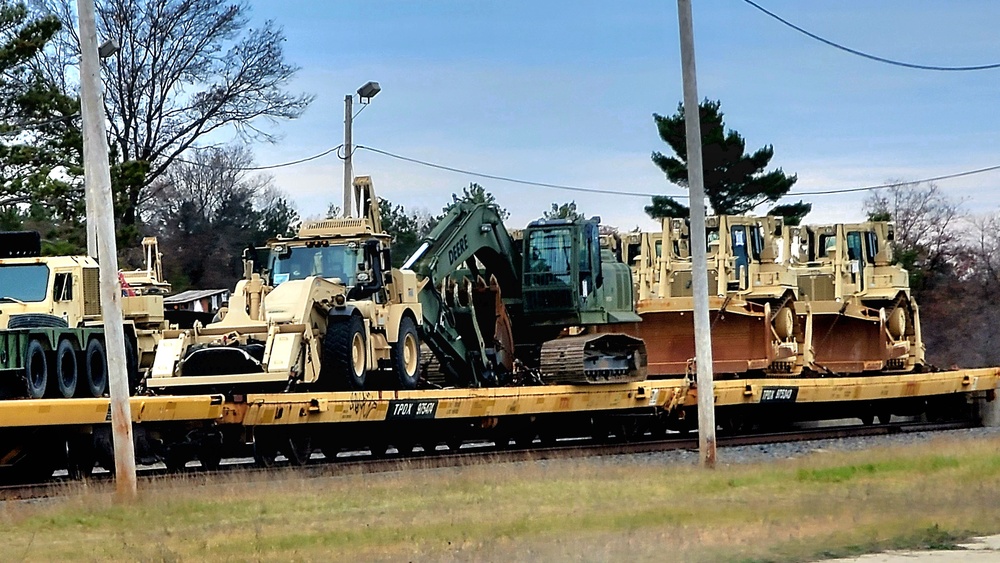 411th Engineer Company equipment deployment by rail movement at Fort McCoy