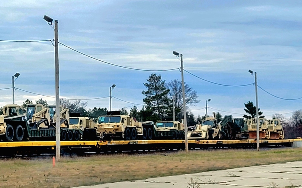 411th Engineer Company equipment deployment by rail movement at Fort McCoy