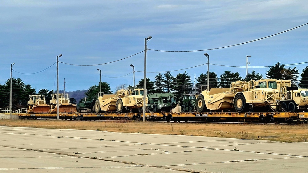 411th Engineer Company equipment deployment by rail movement at Fort McCoy