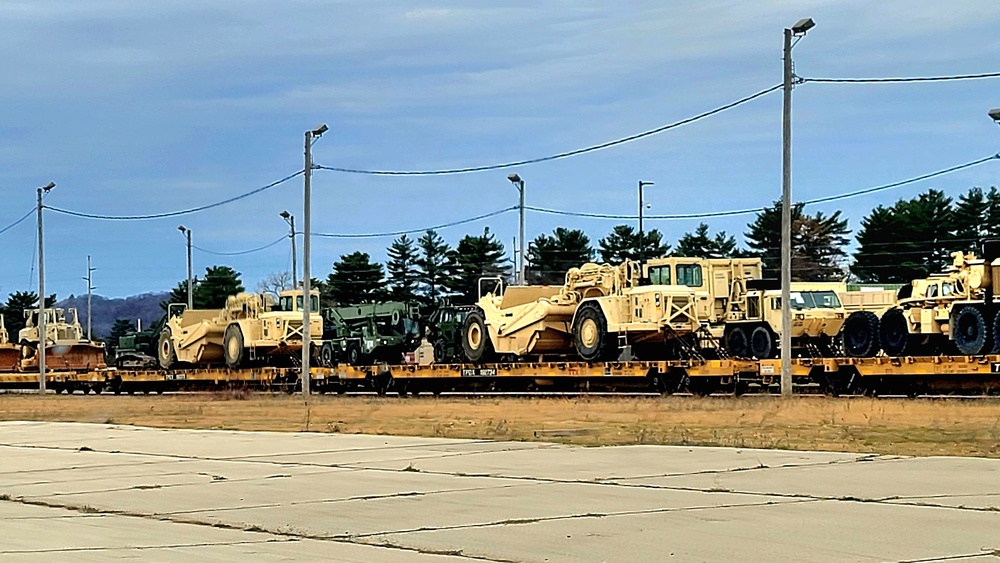 411th Engineer Company equipment deployment by rail movement at Fort McCoy