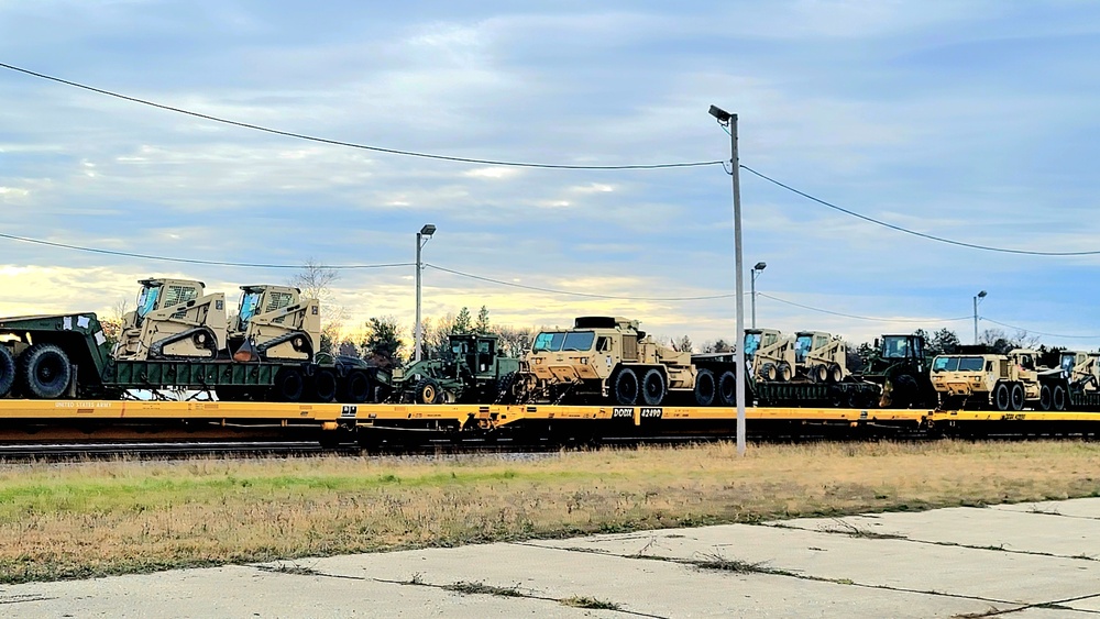 411th Engineer Company equipment deployment by rail movement at Fort McCoy