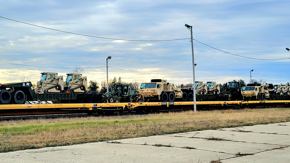 411th Engineer Company equipment deployment by rail movement at Fort McCoy